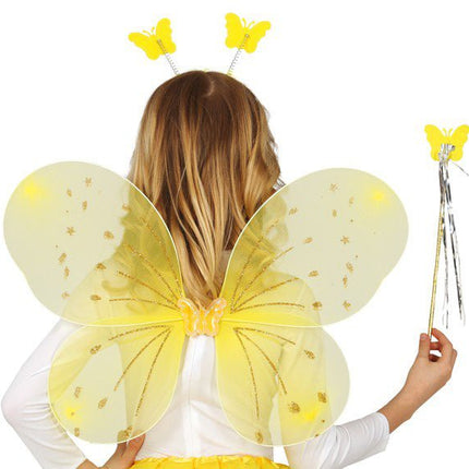 Vlinder Set Geel 3 delig van Fiestas Guirca koop je bij Partywinkel