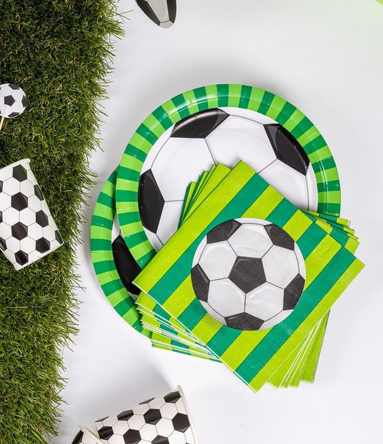 Voetbal Borden Zwart Wit 23cm 8st van Paper Dreams koop je bij Partywinkel