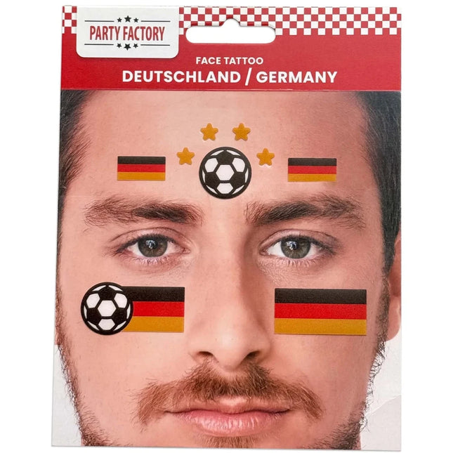 Voetbal Nep Tattoos Gezicht Glitter Duitse vlag van VDV Benefit koop je bij Partywinkel