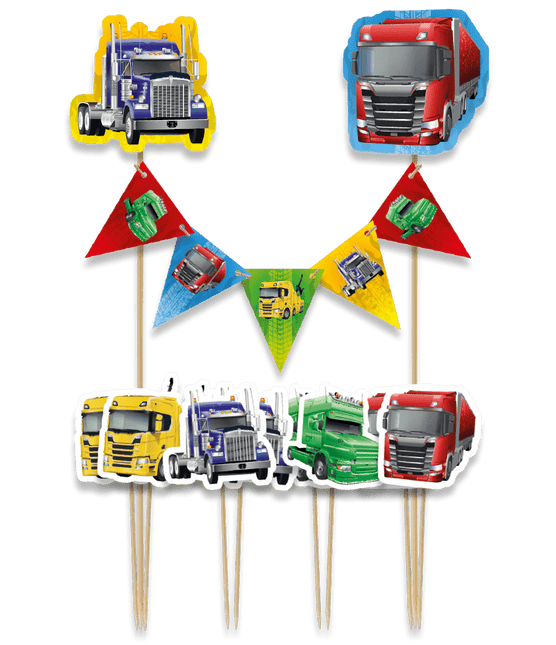 Vrachtwagens Taarttopper 30cm - Partywinkel - 8716764241321