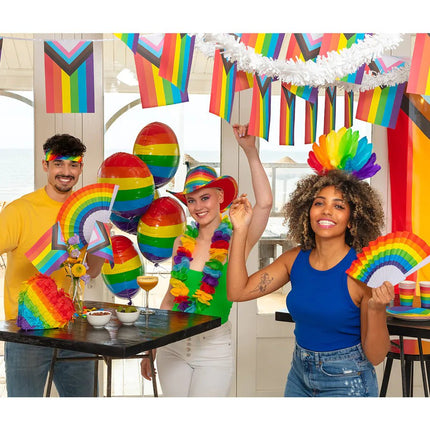 Waaier Regenboog Pride 23cm van Boland koop je bij Partywinkel