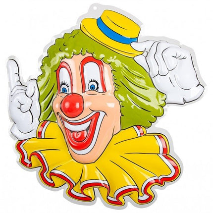 Wanddecoratie Clown Gele Hoed 50cm van PartyXplosion koop je bij Partywinkel