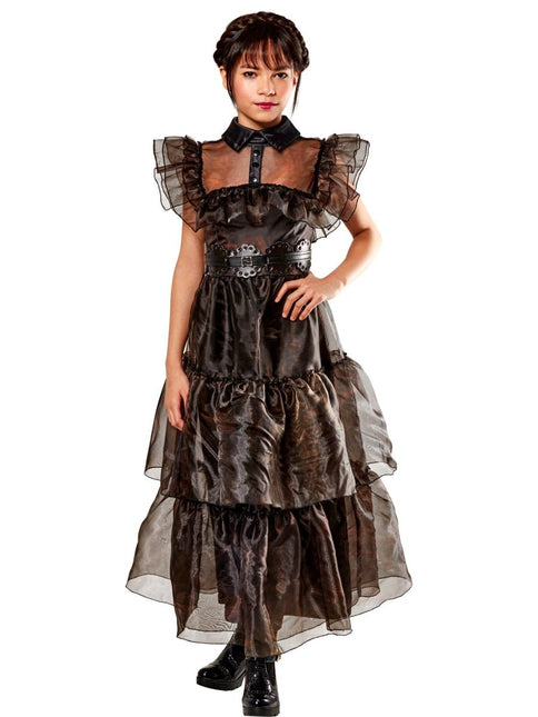 Wednesday Halloween Jurk Rave Meisjes van Rubies koop je bij Partywinkel