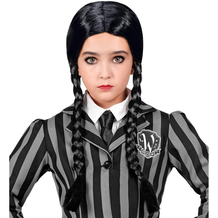 Wednesday Pruik Kind Met Vlechten van Widmann koop je bij Partywinkel