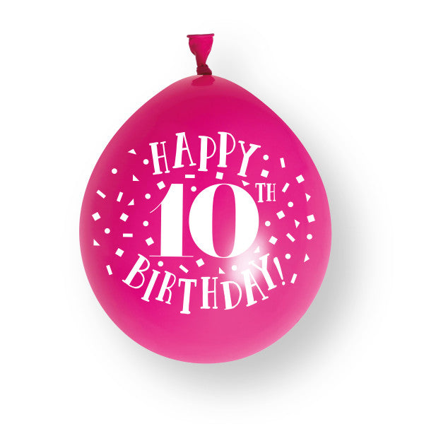 10 sztuk balonów lateksowych Happy 10th birthday 23 cm