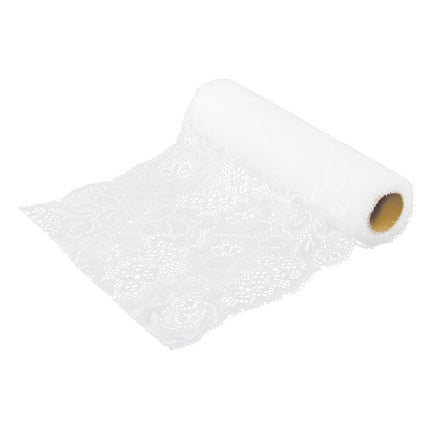 BIAŁA BAWEŁNIANA WSTĄŻKA KORONKOWA 18 CM X 3 M