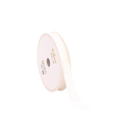 BIAŁA BROKATOWA WSTĄŻKA 10 MM X 3 M