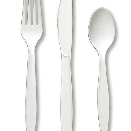 Wit Bestek Plastic 24st van Creative Converting koop je bij Partywinkel