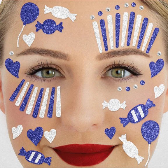 Wit Blauwe Gezicht Stickers Clown van VDV Benefit koop je bij Partywinkel