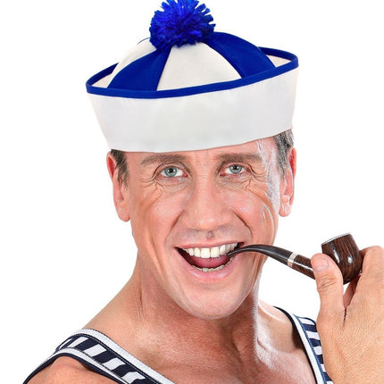 Wit Blauwe Muts Kapitein van Widmann koop je bij Partywinkel