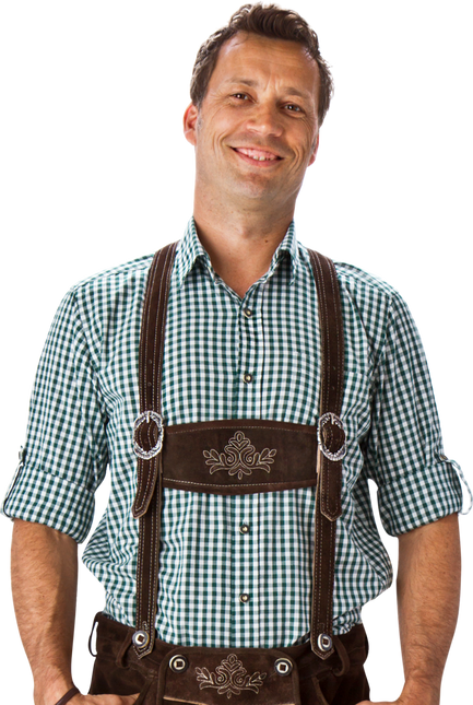 Wit Groene Blouse Heren Korte Mouw Krempelarm van Haus Huberts koop je bij Partywinkel