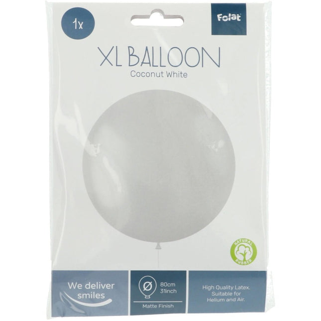 Witte Ballon Coconut White 80cm van Folat koop je bij Partywinkel