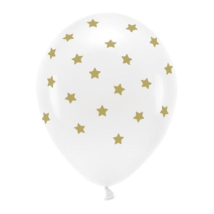 Witte Ballonnen Gouden Sterren 33cm 6st van Partydeco koop je bij Partywinkel