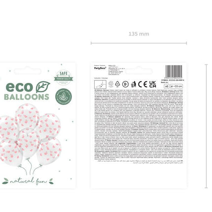 Witte Ballonnen Lichtroze Hartjes 33cm 6st van Partydeco koop je bij Partywinkel