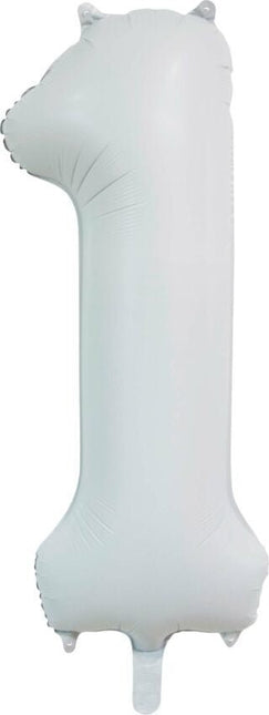 Witte Cijfer Ballon 1 Jaar Glans 86cm van WeFiesta koop je bij Partywinkel