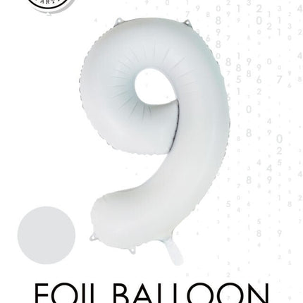 Witte Cijfer Ballon 9 Jaar Glans 86cm van WeFiesta koop je bij Partywinkel