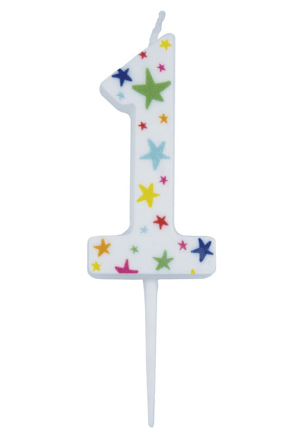 Witte Cijferkaars 1 Sterren van Unique koop je bij Partywinkel