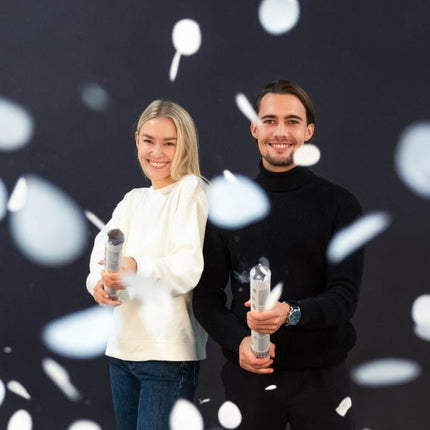 Witte Confetti Kanon Rond 60cm van Riethmueller koop je bij Partywinkel