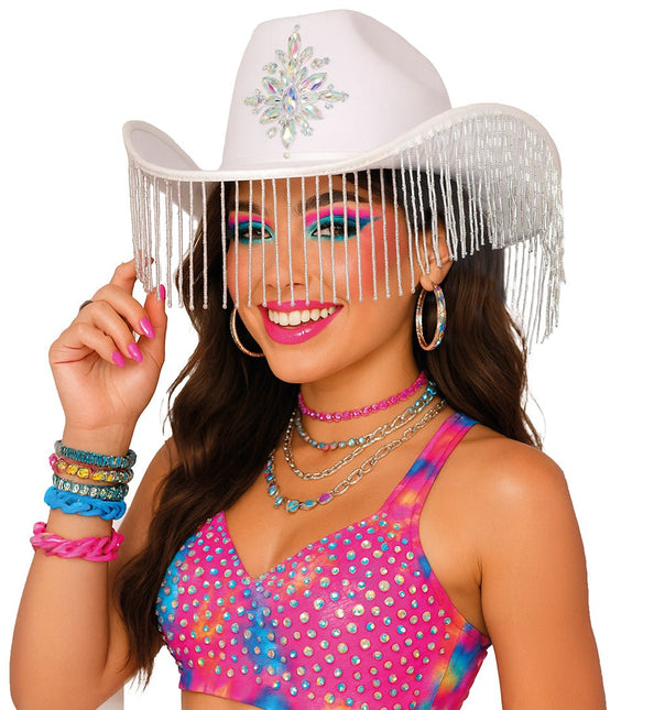 Witte Cowboyhoed met franjes van Fiestas Guirca koop je bij Partywinkel