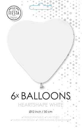 Witte Hartjes Ballonnen 30cm 6st van WeFiesta koop je bij Partywinkel
