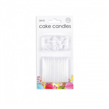 Witte Kaarsjes Houders 6cm 24st van Haza Witbaard koop je bij Partywinkel