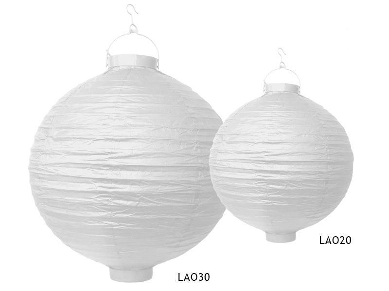Witte Lampion Rond met lampje 30cm van Partydeco koop je bij Partywinkel