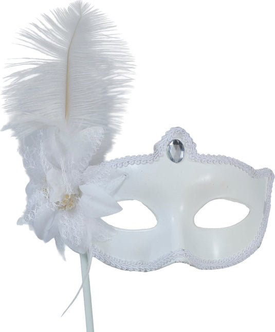 Witte Oogmasker Met Stok van Fiestas Guirca koop je bij Partywinkel