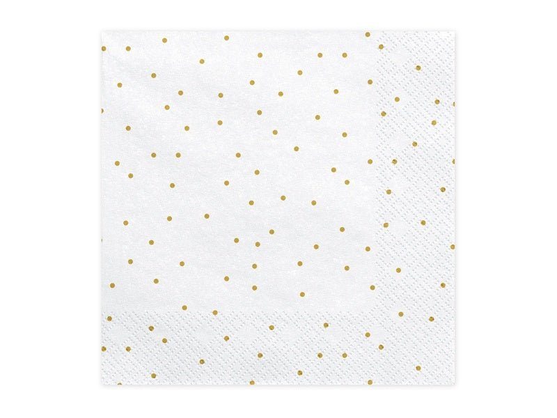 Witte Servetten met Gouden Stippen 33cm 20st van Partydeco koop je bij Partywinkel