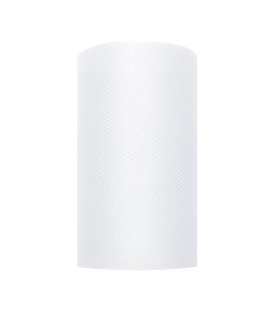 Witte Tule Rol 8cm 20m van Partydeco koop je bij Partywinkel