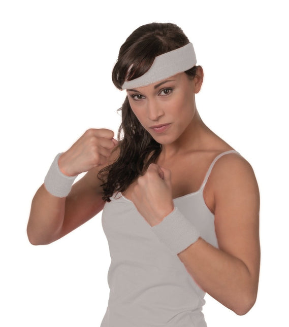 Witte Zweetbandjes Set van Wilbers & Wilbers koop je bij Partywinkel