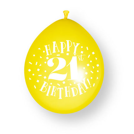10 szt. balonów lateksowych „Happy 21st Birthday”, 23 cm