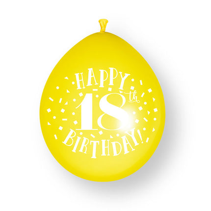 10 sztuk balonów lateksowych „Happy 18th Birthday” o średnicy 23 cm