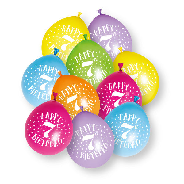 10 sztuk balonów lateksowych Happy 7th Birthday 23 cm