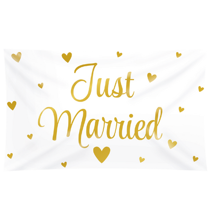 Flaga ślubna Just Married Xxl 1.5m