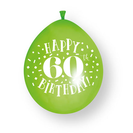 10 szt. balonów lateksowych „Happy 60th Birthday”, 23 cm