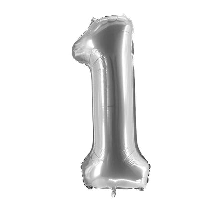 1 rok – balon z cyfrą, srebrny, pusty, 1 m