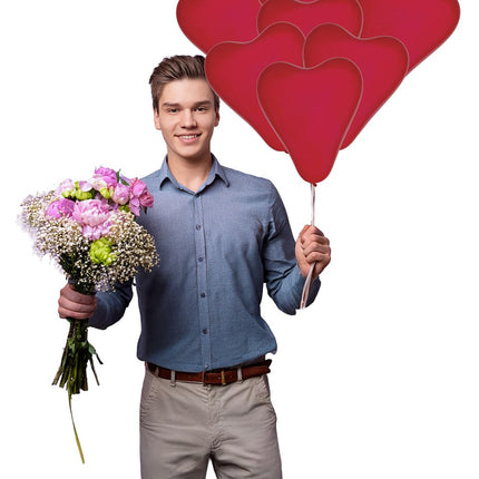 Zak met 10 hartjes ballonnen van Fiestas Guirca koop je bij Partywinkel