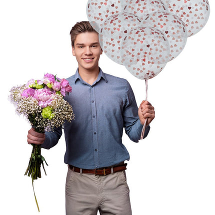 Zak van 10 ballonnen met hartjes confetti van Fiestas Guirca koop je bij Partywinkel