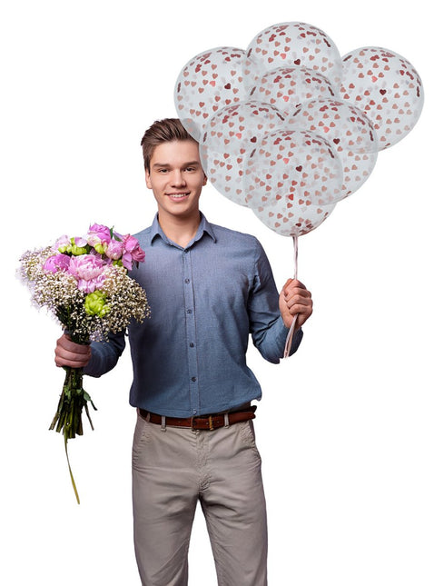 Zak van 10 ballonnen met hartjes confetti van Fiestas Guirca koop je bij Partywinkel