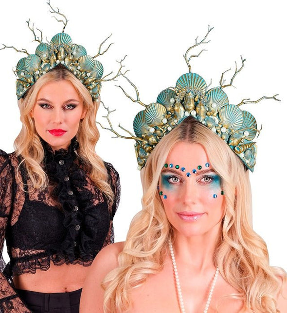 Zeemeermin Haarband Blauw Goud van Widmann koop je bij Partywinkel