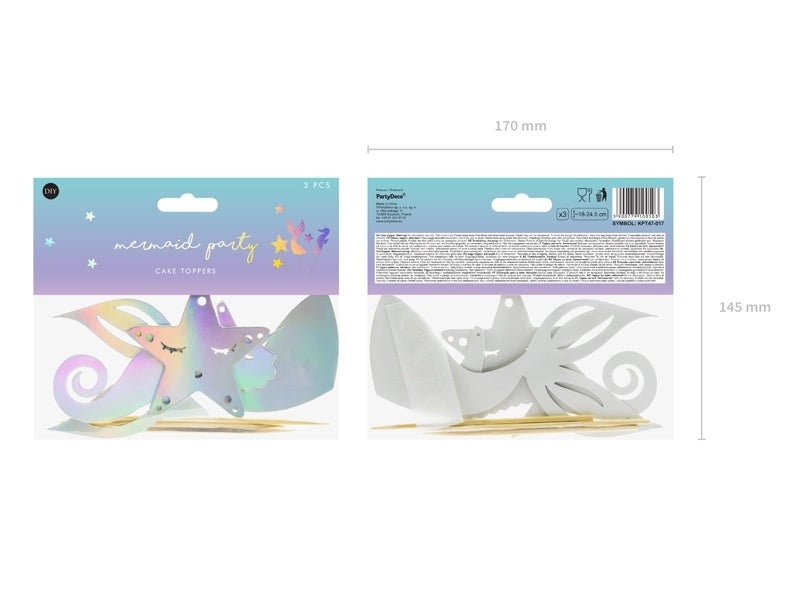 Zeemeermin Taart Topper Set 3 delig van Partydeco koop je bij Partywinkel