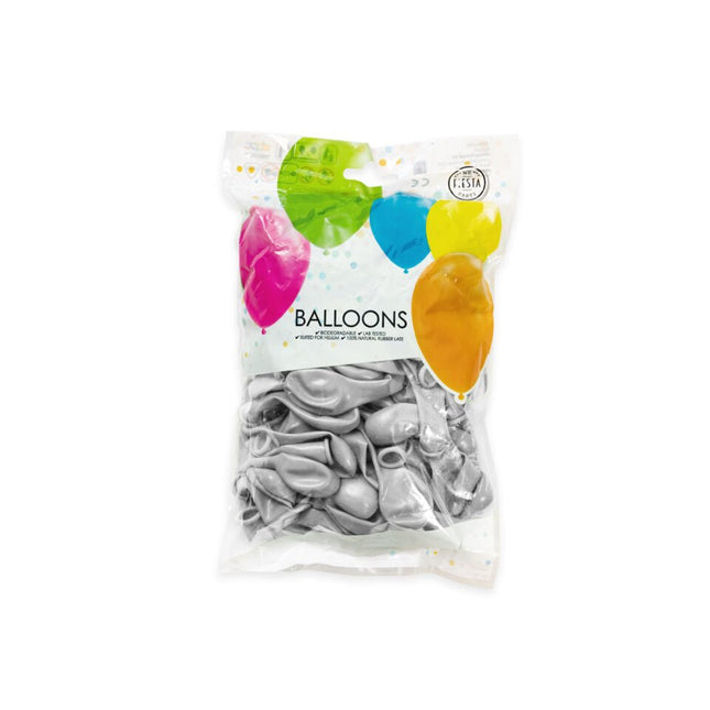 Zilveren Ballonnen Metallic 13cm 100st van WeFiesta koop je bij Partywinkel