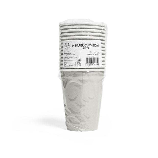 Zilveren Bekers Papier 210ml 14st van WeFiesta koop je bij Partywinkel