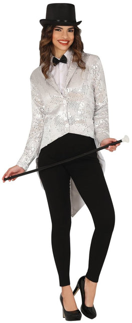 Zilveren Blazer Dames Pailletten - Partywinkel - 8434077889671