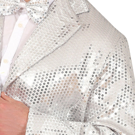 Zilveren Blazer Heren Pailletten - Partywinkel - 8434077889732