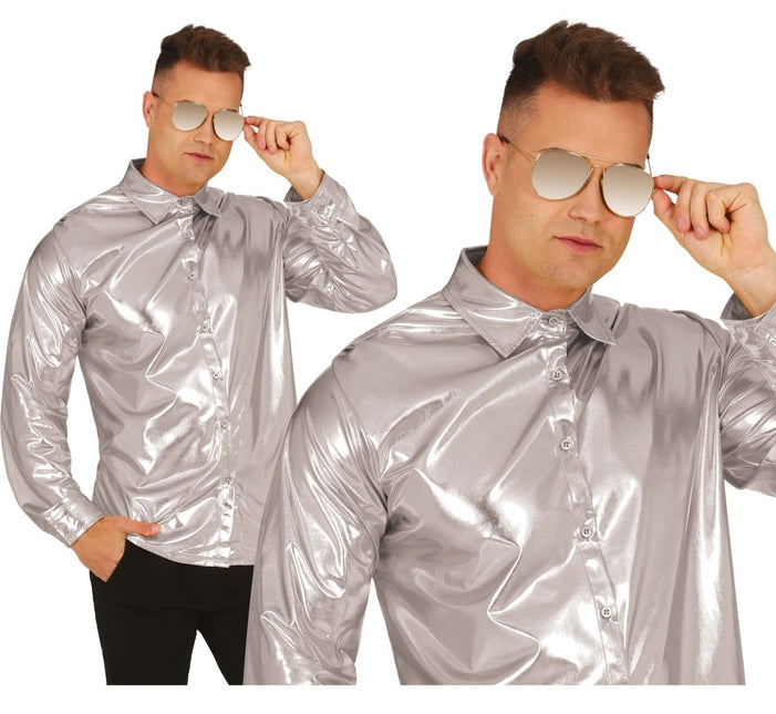 Zilveren Blouse Heren - Partywinkel - 8434077271865