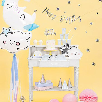 Zilveren Borden Ster 23cm 6st van Partydeco koop je bij Partywinkel