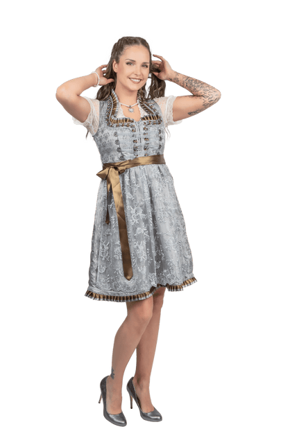 Zilveren Dirndl Jurk Oktoberfest Dames 2 Delig van Haus Huberts koop je bij Partywinkel