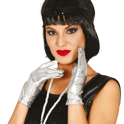 Zilveren Handschoenen 22cm van Fiestas Guirca koop je bij Partywinkel