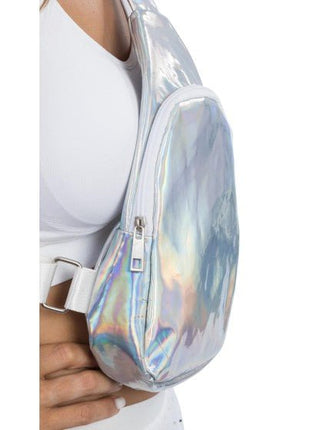 Zilveren Holografische Crossbodytas 34cm van CHAKS koop je bij Partywinkel